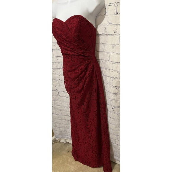 David’s bridal Long fitted red lace gown dress size 4 - Picture 3 of 8